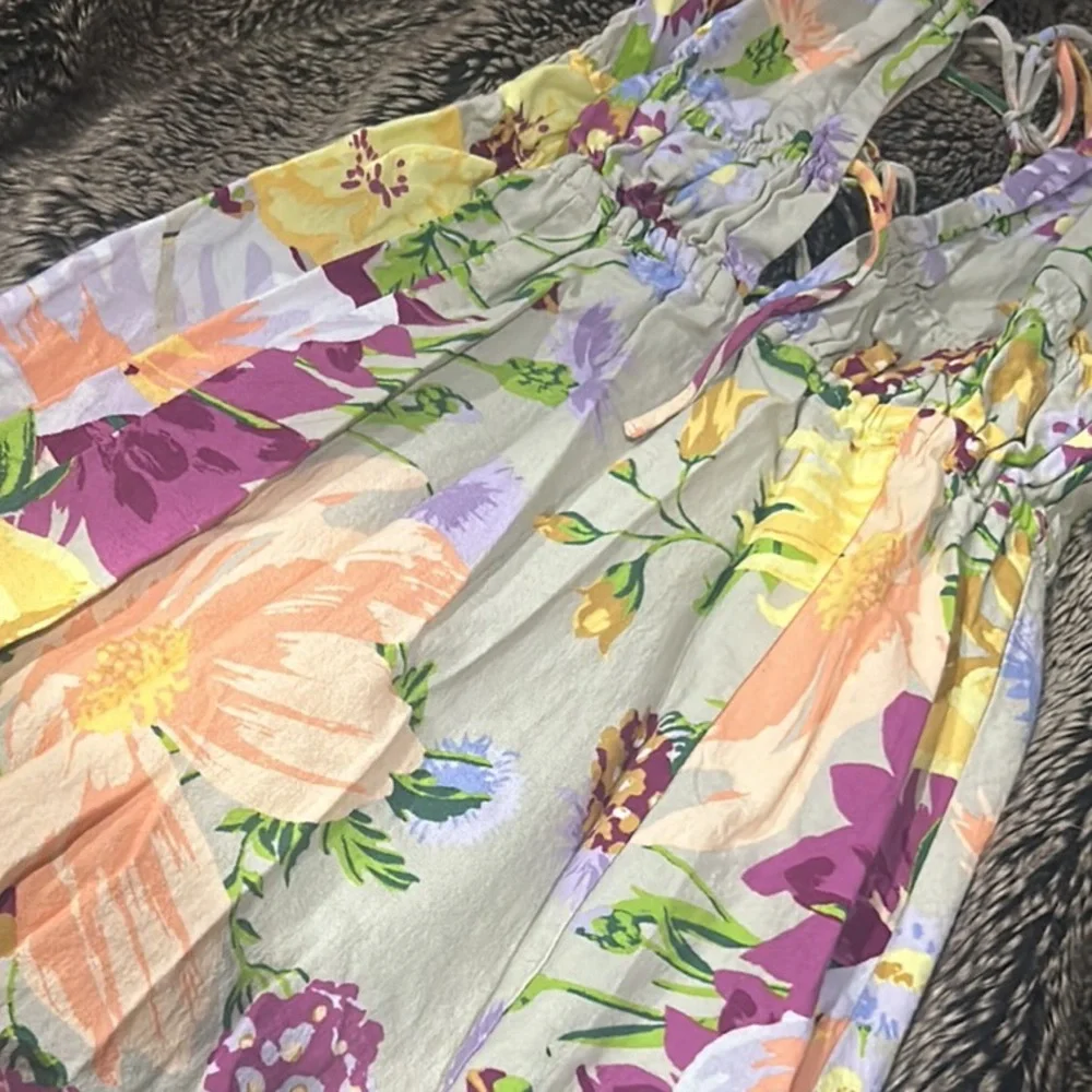 H&M Floral Summer Linen‎ Blend Maxi Dress Midi/Maxi Long - Picture 4 of 8